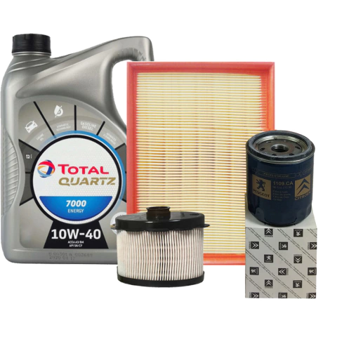Kit 3 Filtros Originales + Aceite Total Quartz 7000 10W40 206 207 1.9 D