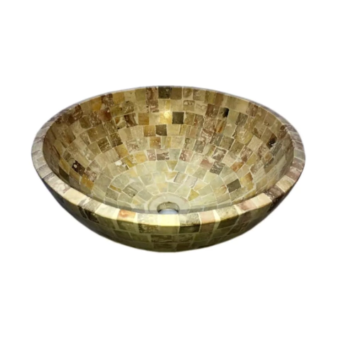 Bacha Piedra Travertino Redonda 35x15cm