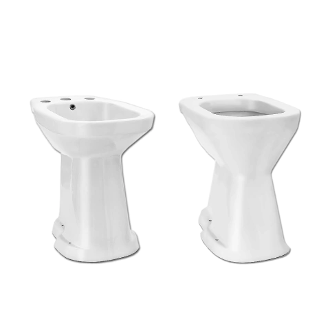 Combo Sanitario Cordenons Línea Integral: Inodoro Alto + Bidé Alto Porcelana Blanca Accesibilidad y Confort