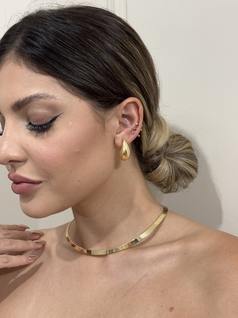ARGOLA GOTA BI MEDIA BANHADO A OURO 18K - comprar online