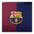 Emblema do FC Barcelona em uma camisa azul e grená da Nike para torcedores.