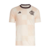 Camisa de treino bege do Flamengo, modelo masculino, com estampas em quadrados e logo da Adidas.