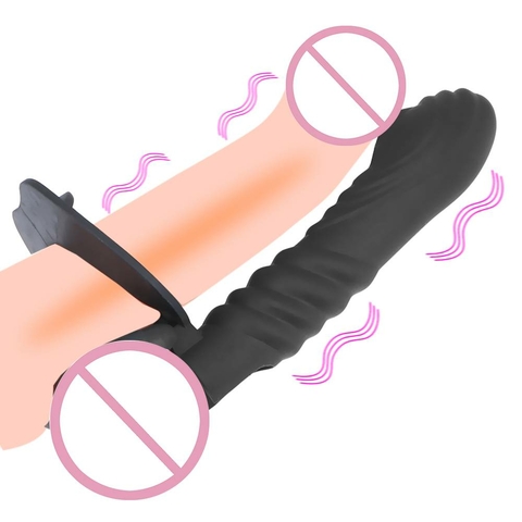 Anel Peniano Com Pênis E Vibrador 13,5x3,5cm Para Dupla Penetração
