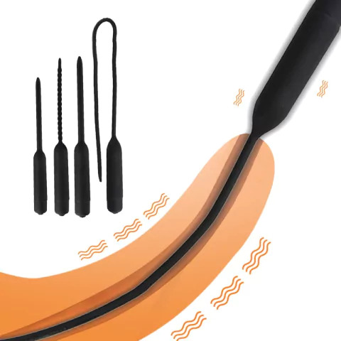 Plug Cateter Vibrador Dilatador Uretra de Silicone Macio BDSM Sadomasoquismo 4 M