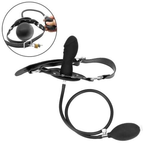 Mordaça Pênis De Silicone Inflável BDSM Sadomasoquismo