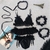 Kit Conjunto de Calcinha, Sutiã e Acessórios Sexy Branco e Preto na internet