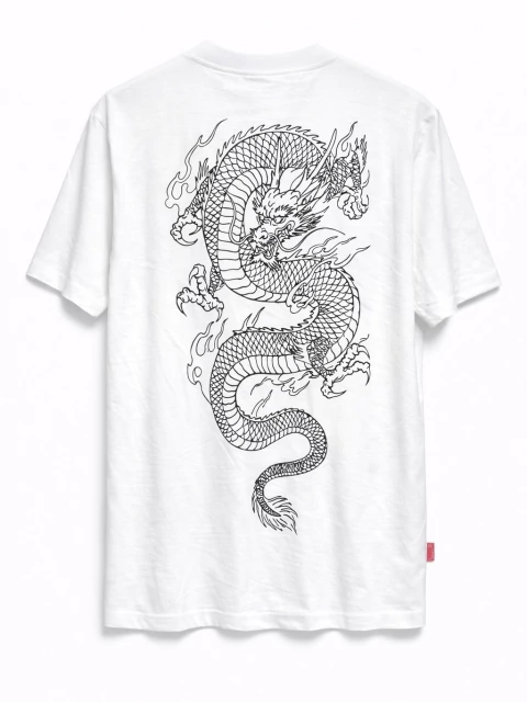 CAMISETA TRIP SIDE BÁSICA "DRAGON"-BRANCO