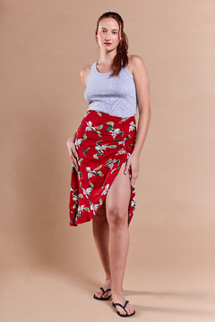 Pollera Frunce Roja - comprar online