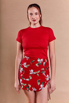 Pollera Frunce Corta Roja
