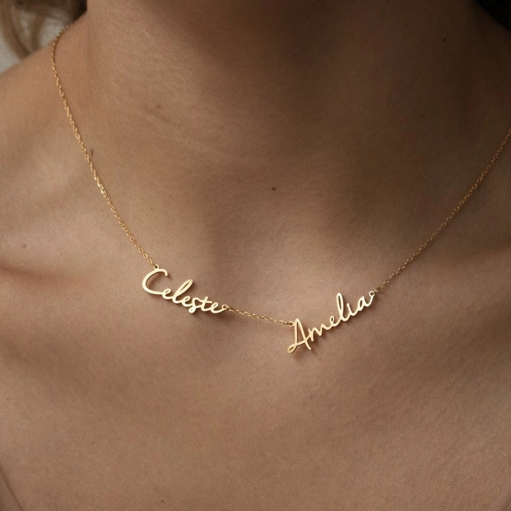 DOBLE NAME NECKLACE GOLD