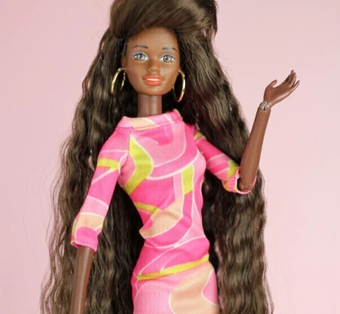 Vestido Totally Hair | Máxi Hair Amarelo e Rosa para bonecas escala 1/6 Tucadolls