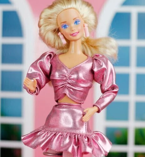 Conj. Party Pop 80 - Blusa & Saia Rosa BB - p/ bonecas escala 1/6 Tucadolls