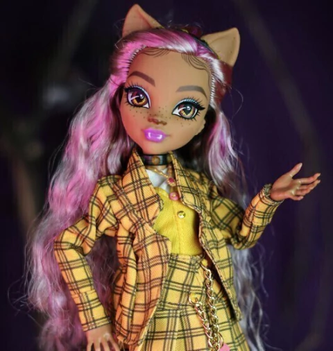 Roupinha Xadrez Amarelo Patricinhas p/ Bonecas Monstrinhas G3 Tucadolls