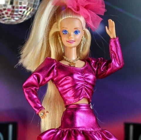 Conjunto Party Pop 80 - Blusa & Saia Pink- p/ bonecas escala 1/6