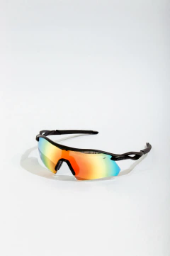 Óculos de Sol Esportivo Unissex Ruzzo - Máscara Prime - Laranja Multicolors Preto Injetado