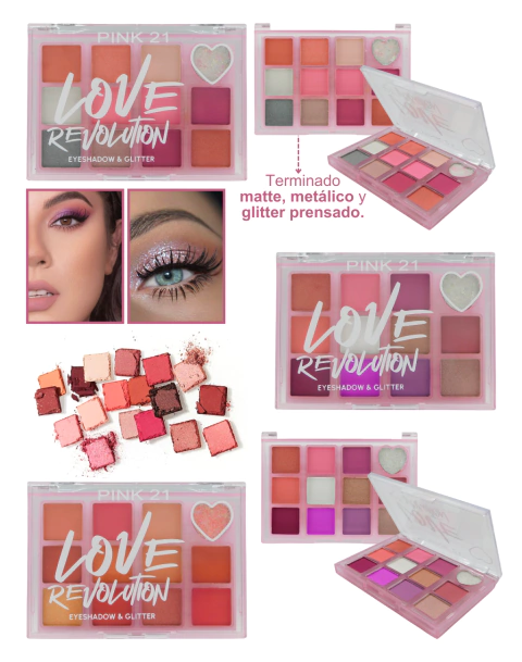 Paleta de Sombras + Glitter Love Revolution