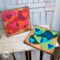 Quadro Corações- Verde - comprar online