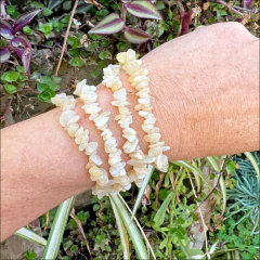 Pulseira de Cascalho Cristal Natural Calcita Mel