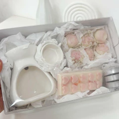 Kit rechaud ceramica + waxmeltt barra + waxmelt flor + vela rechaud - Velas aromaticas