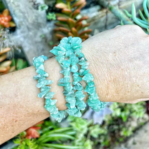 Pulseira de Cascalho Cristal Natural Quartzo Verde