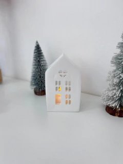 Vila Natalina (Casinha) Em Gesso Luminária De Natal - Gokai Artes e Alquimia Natural