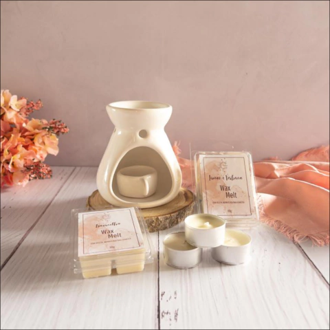 Kit Rechaud e Wax Melt cera vegetal perfumada