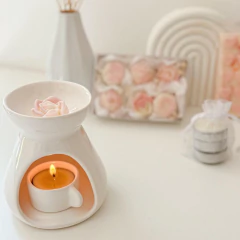 Kit rechaud ceramica + waxmeltt barra + waxmelt flor + vela rechaud - Velas aromaticas na internet