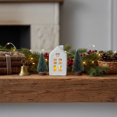 Vila Natalina (Casinha) Em Gesso Luminária De Natal