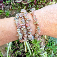 Pulseira de Cascalho Cristal Natural Unakita