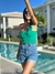 Short jeans comprido com elastano Lotus