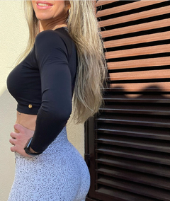 Cropped Manga Longa - Preto - comprar online