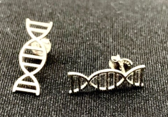 Promoção 2 pares de brincos DNA 2D primer prateado - Hela Jóias da Ciência