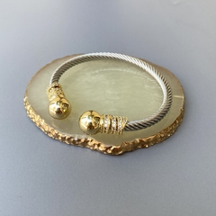 Bracelete Cravejado Ponta Esfera Dupla Banho Misto Duo - comprar online
