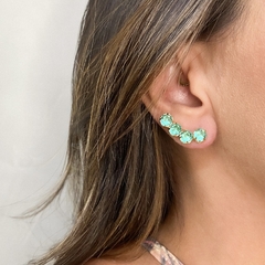Brinco Ear Cuff Zircônia Esmeralda Banhado a Ouro - comprar online