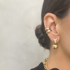 Brinco Ear Jacket Coração Banhado a Ouro - comprar online