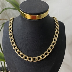 Choker Elo Groumet Trabalhado Banhado a Ouro - comprar online