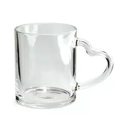 Caneca Alça Coração Vidro Cristal 9cm Live