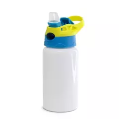 Squeeze Aluminio Branco com Tampa Azul e Amarelo 500ml Mecolour - comprar online