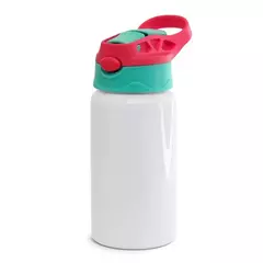 Squeeze Aluminio Branco com Tampa Vermelho e Verde 500ml Mecolour