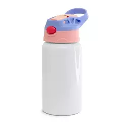 Squeeze Aluminio Branco com Tampa Rosa e Roxo 500ml Mecolour