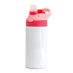 Squeeze Aluminio Branco com Tampa Rosa e Vermelho 500ml Mecolour - comprar online