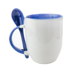 Caneca com Colher, Alça e Interior Azul LIVE