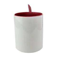 Caneca com Colher e Interior Vermelho Base Reta - comprar online