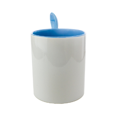 Caneca com Colher e Interior Azul claro Base Reta - comprar online