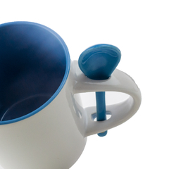 Caneca com Colher e Interior Azul claro Base Reta na internet