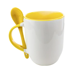 Caneca com Colher, Alça e Interior Amarelo LIVE