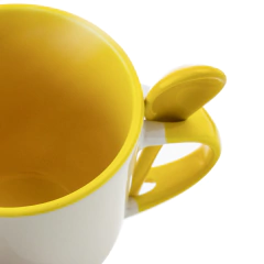 Caneca com Colher, Alça e Interior Amarelo LIVE na internet