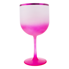 Taça de Gim Degradê Fosca Rosa Borda Metal