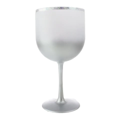 Taça de Gim Degradê Fosca Prata Borda Metal