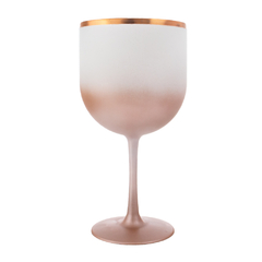 Taça de Gin Degradê Fosca Rose Borda Metal
